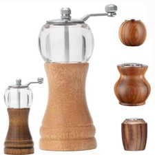 Wood Pepper Mills,Roast Manual Pepper Grinder Metal Hand Shake Salt Mill