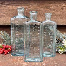 x3 Vintage Old Aqua Glass