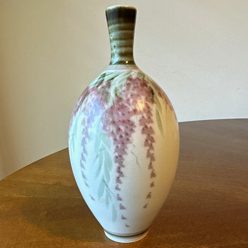 Porcelain wisteria vase - porcelain,