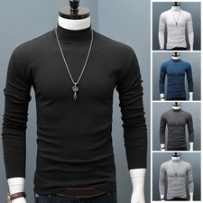 Mens Mock Turtle Neck Sweater Top T-Shirt Shirt Tee Extra Soft Winter Warm M-2XL