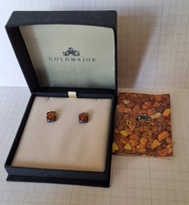 Silver amber earrings - , boxed