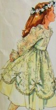 1980s Victorian Overskirt Roses Flower Girl Dress Simplicity 8987 Sewing Pattern