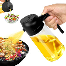 2-in-1 Oil Dispenser & Sprayer Glass Oil Spray Bottle for Cooking Kitchen 470ML