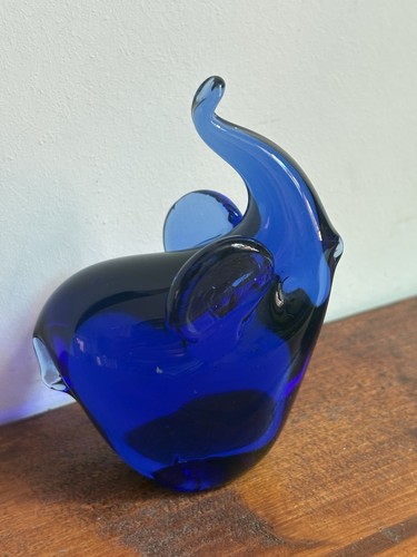 Blue glass elephant - glass,
