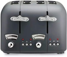 De'Longhi CT04.GY Argento Silva 4 Slice Toaster with Defrost Function 1600w Grey
