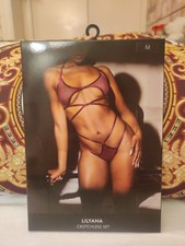 Ann Summers Lilyana Crotchless Set Size Medium 12-14 Brand New In Box  Purple