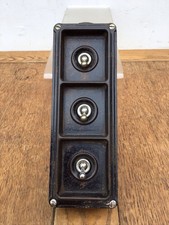 VINTAGE INDUSTRIAL 3 GANG FACTORY LIGHT SWITCH BY BRITMAC RD NO 785627,  1934