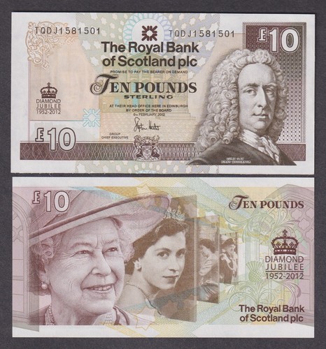 Unc rbs ten pounds - £10,