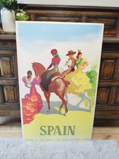 Original Vintage 1950 Travel SPAIN Tourism Print Art Poster Flamenco Spanish 