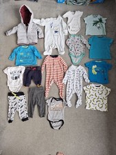 Baby Boy 0-3 Months Multi Clothes Bundle Sleepsuits Vests Outfits Coat 16 Items