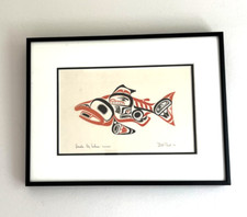 Bill Reid 'Haida Dog Salmon' signed Original Print 1974 33cm x 25cm