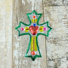 Mexican Tin Painted Cross