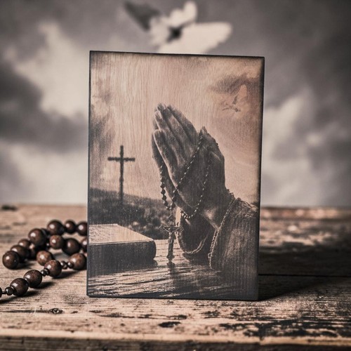 Praying hands wooden engraved - hands,