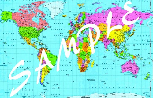 Laminated map the world - laminated,