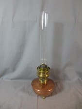 ARTS & CRAFTS STYLE ANTIQUE COPPER BRASS WAS BENSON OIL LAMP AND CHIMNEY