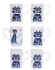 DUMPSTER DOGS SET OF 6 10 Fl Oz BONE CHINA BEAKERS/ MUGS gift boxed