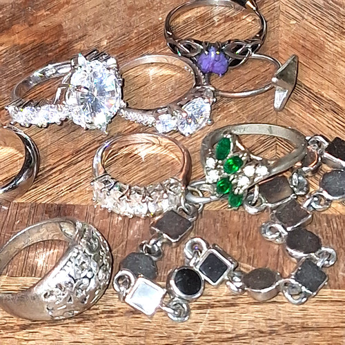 Ring lot silver tone - lot, wear/