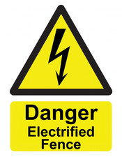 Danger Electrified Fence Electrical Warning Sign Rigid Foamex/Adhesive Sticker