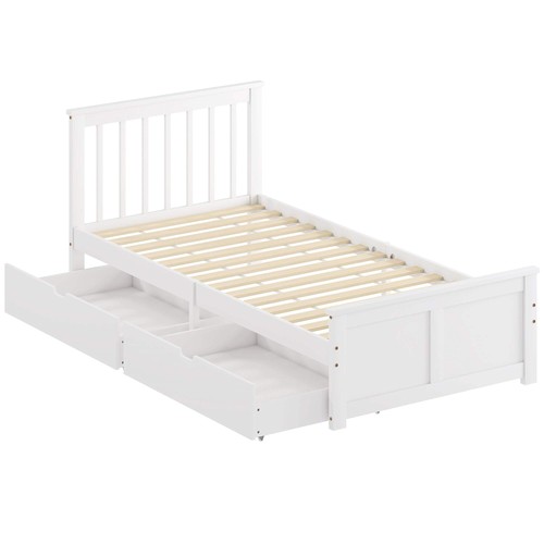 Wooden single bed frame with - bed,