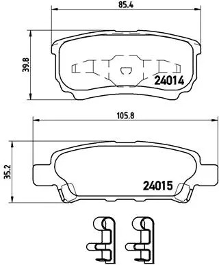 Rear brake pad set - pad, disc