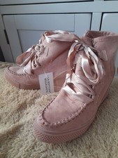 Pink Hidden Wedge Faux Suede Boots