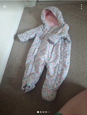 Baby Girl M&S Floral snowsuit size 9-12 months old