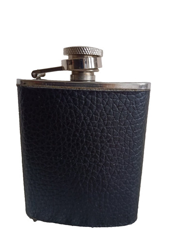 Black leather hip flask - leather,