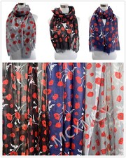 Super Soft Poppy Scarf Poppy Flower Print Pattern Scarf Shawl