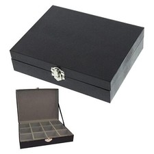 Cufflink Box Black Faux Lizard