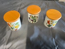 PORT MEIRION BOTANIC GARDEN CANISTERS x 3. UNUSED 1972. SPICE OR STORAGE JARS. 