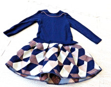 Girls Dress Fit Flare Navy Jacquard Skirt Occasion Lili Gaufrette Size Age 3 Yrs