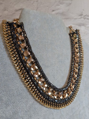 Statement bib necklace gold - statement,