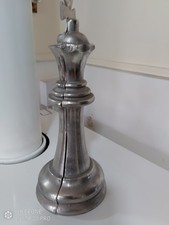 Vintage Large Aluminium King & Queen Chess Piece Bookends