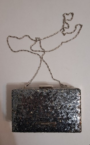 Silver clutch bag - silver, chain