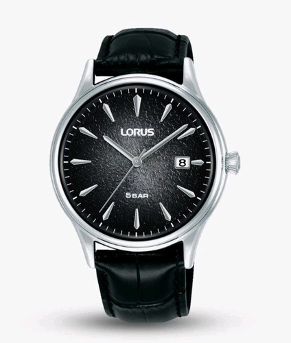 Lorus watch mens black leather - watch,