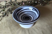 Rare Norman Wilson for Wedgwood, Black & White Footed Bowl with Beaded Rims