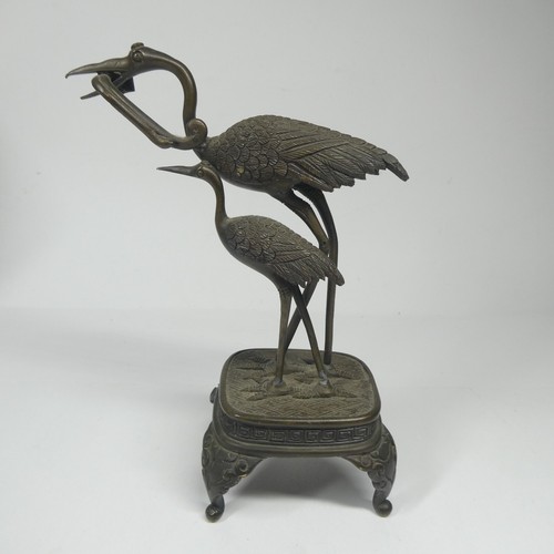 Bronze cranes pair birds - bronze,