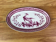 Small Oval Plate White and Red