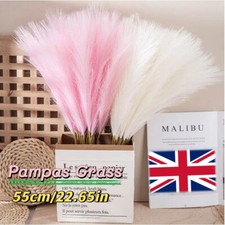 10Pcs Large Artificial Pampas Grass Fluffy Reed Bunch Wedding Flora Bouquet NEW