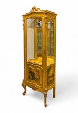 Antique French Gilt Painted Display Cabinet / Vitrine