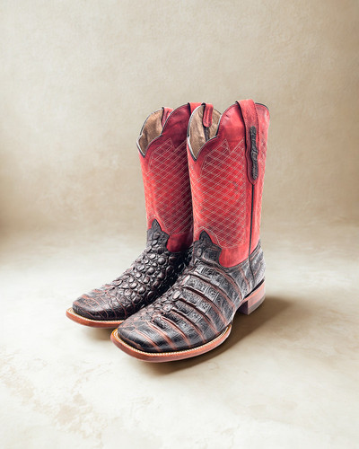 Men brown caiman - brown, leather