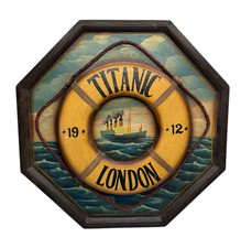 Vintage titanic hand painted 3d octagon wood sign life preserver 24"