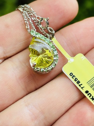 Tjc silver carved lemon quartz - silver,carved,
