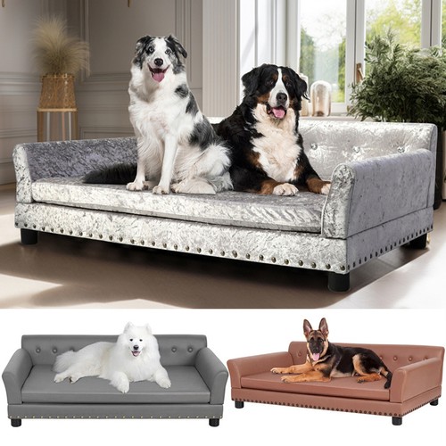 Large leather dog lounger - large,
