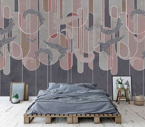 Art deco poho feathers neutral - poho,
