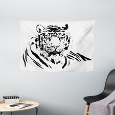 Tiger Wide Tapestry Black
