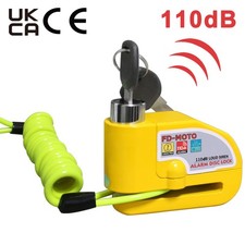 FD-MOTO UKCA & CE Approved Motorcycle Brake Alarm Disc Lock Motorbike 7mm Yellow