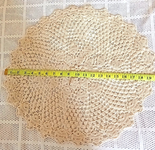 Vintage crochet round doily - vintage,