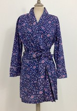 Liberty Of London Blue Tana Lawn Cotton Housecoat Robe Dressing Gown Kimono #V1