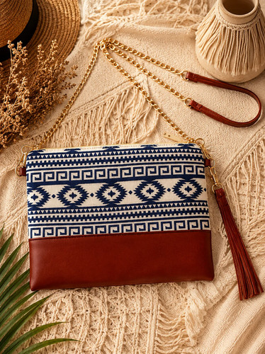 Aztec crossbody wristlet - &,
